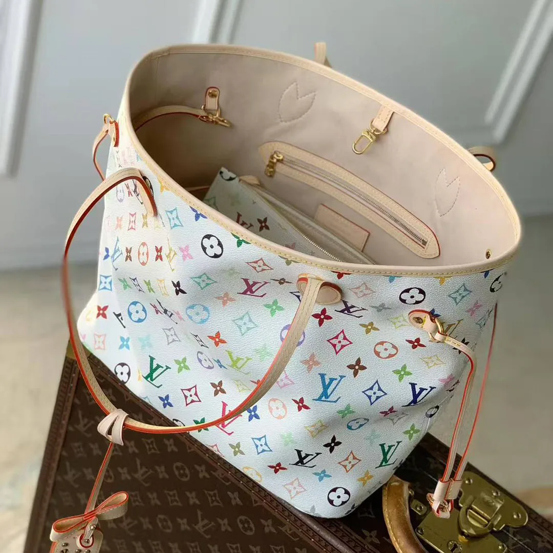M27787 TM Neverfull MM Handbag Multicolor Monogram Coated Canvas