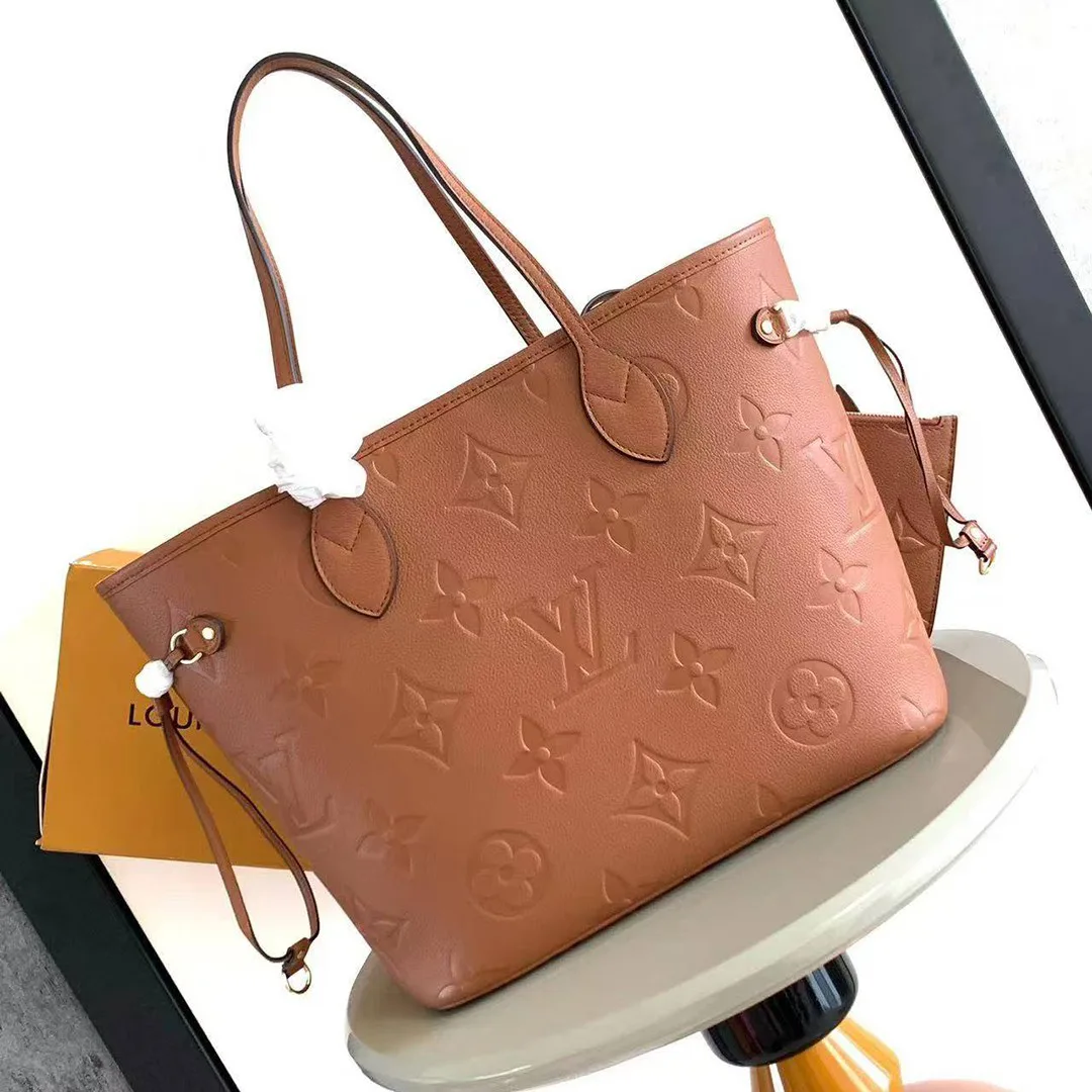 M12605 Neverfull MM Tote Handbag Monogram Empreinte Leather