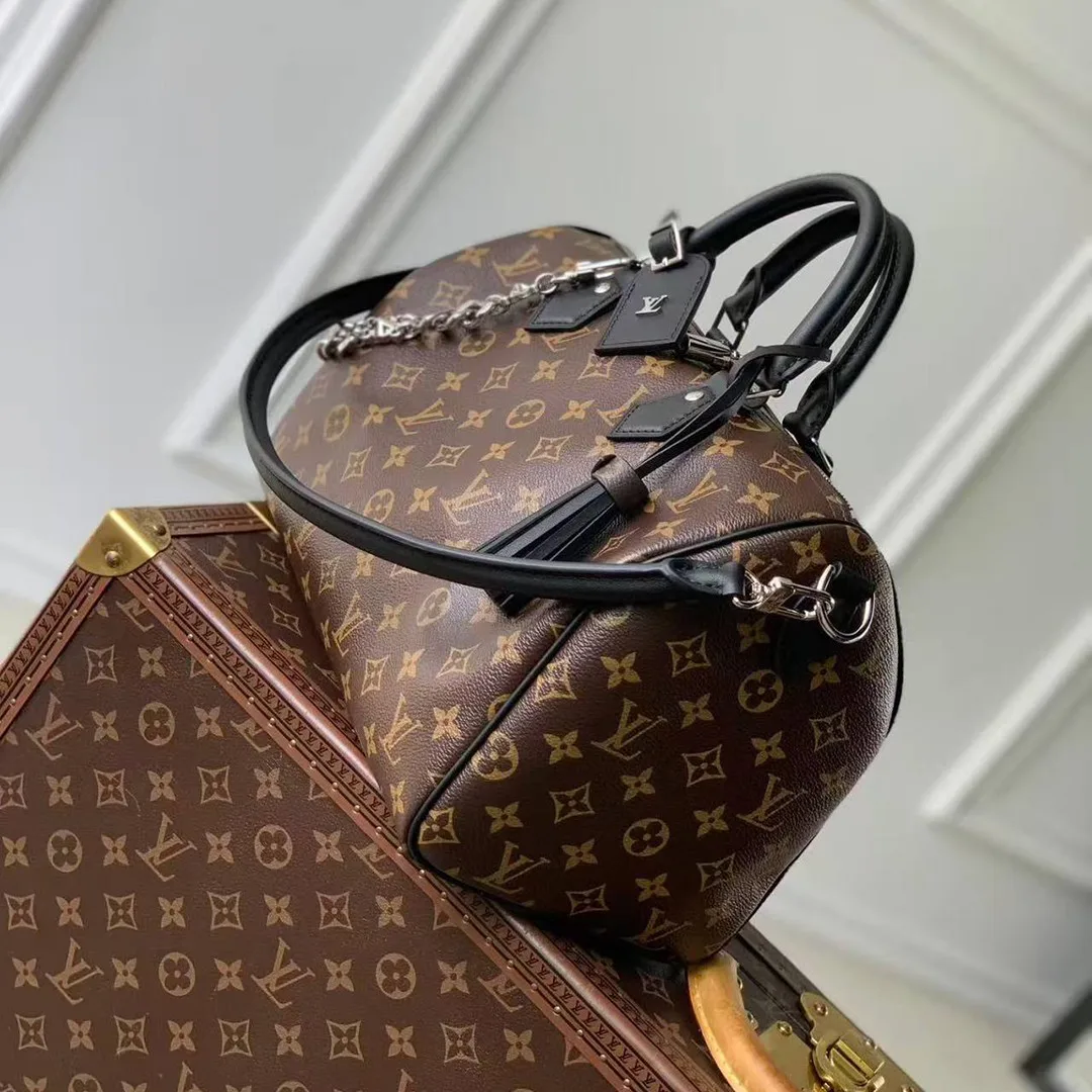 M12243 Speedy Soft 30 Dark Handbag Monogram Coated Canvas