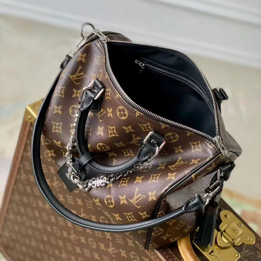 M12243 Speedy Soft 30 Dark Handbag Monogram Coated Canvas