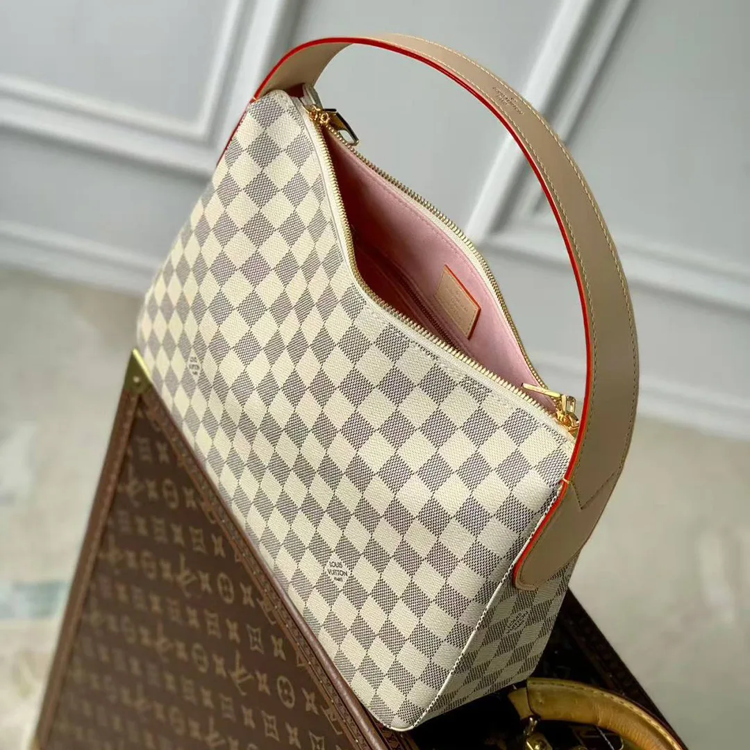 N00116 Slouchy PM Handbag Damier Azur Coated Canvas