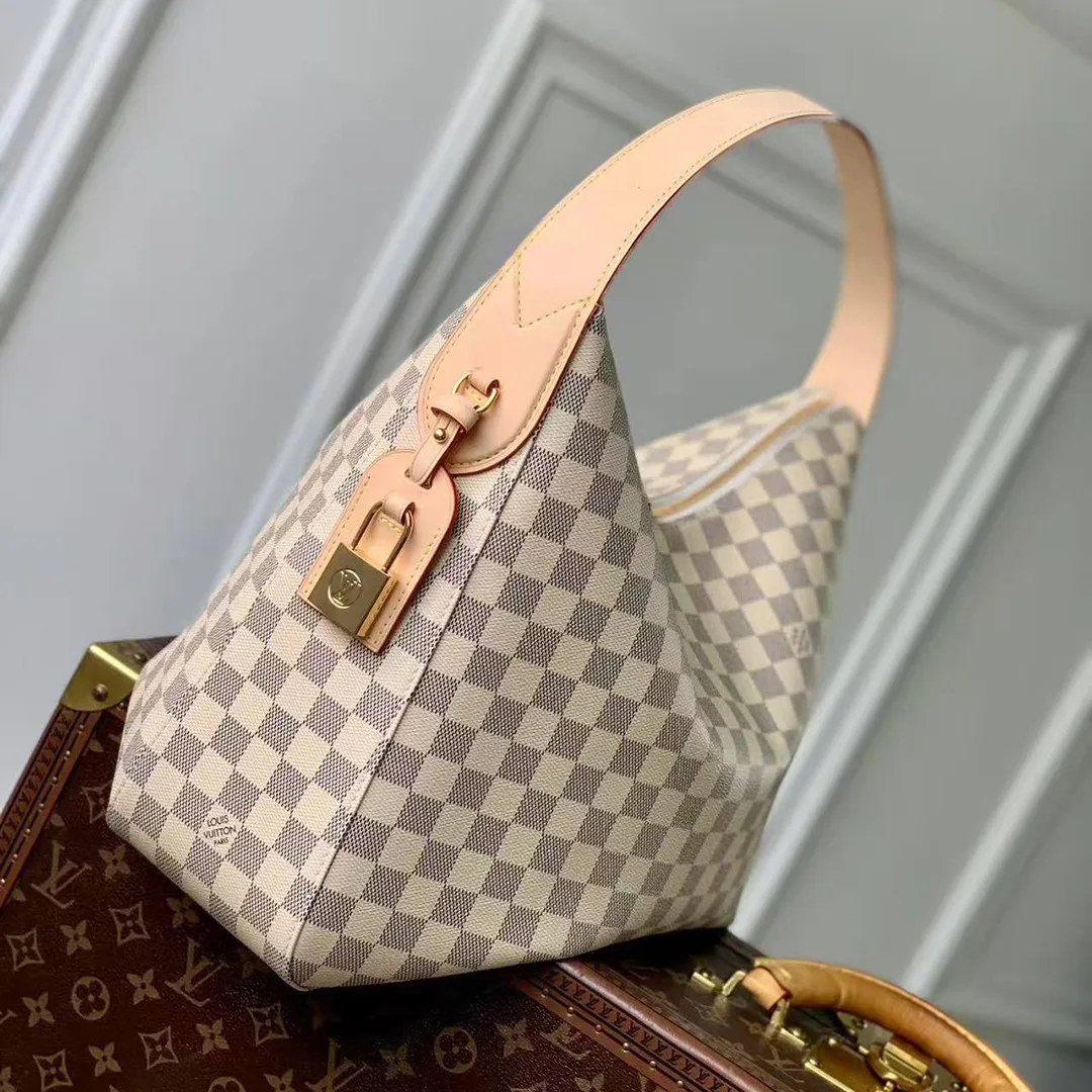 N00126 Slouchy MM Handbag Damier Azur Coated Canvas