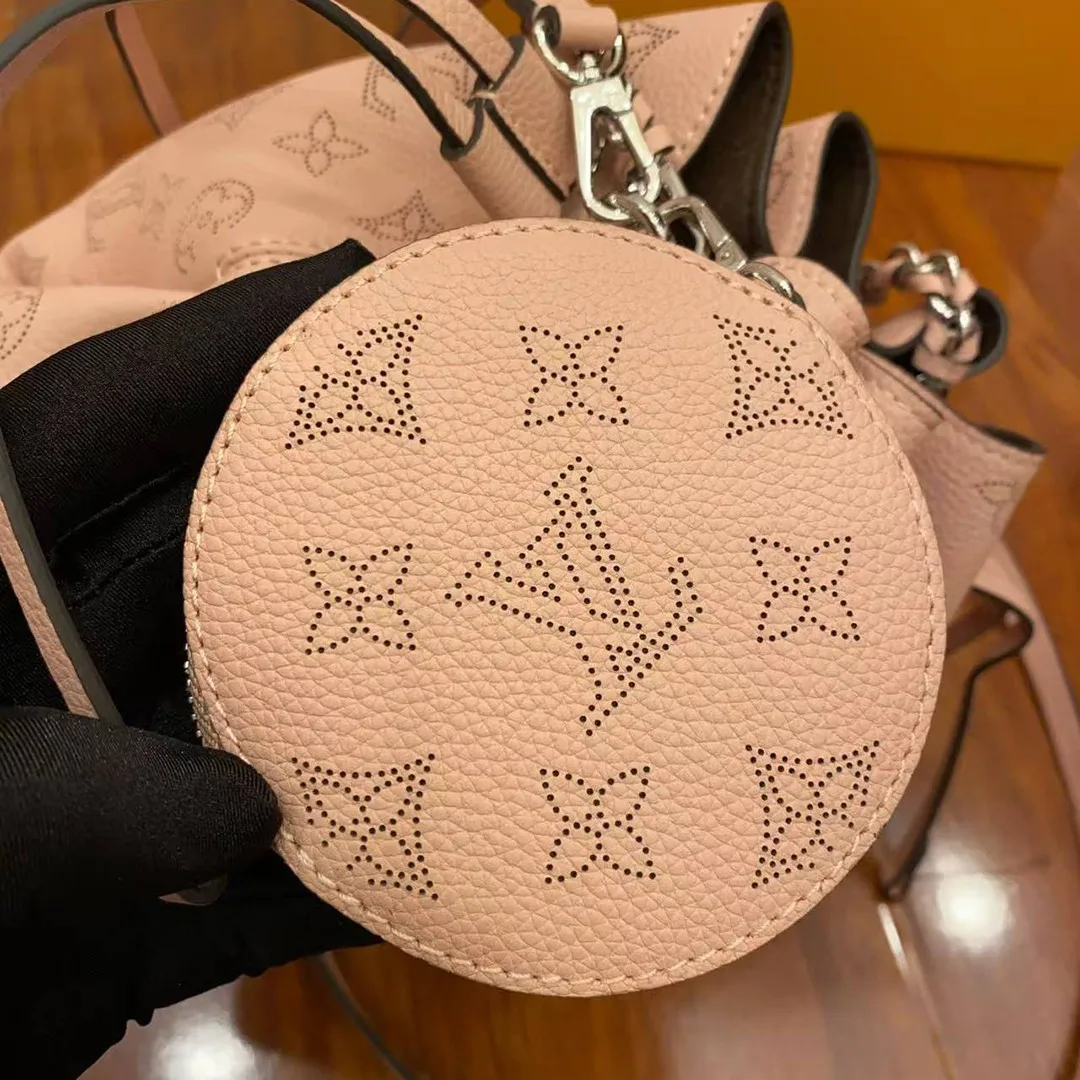 M23195 Bella Bucket Bag Handbag Monogram Mahina Perforated Calfskin Leather