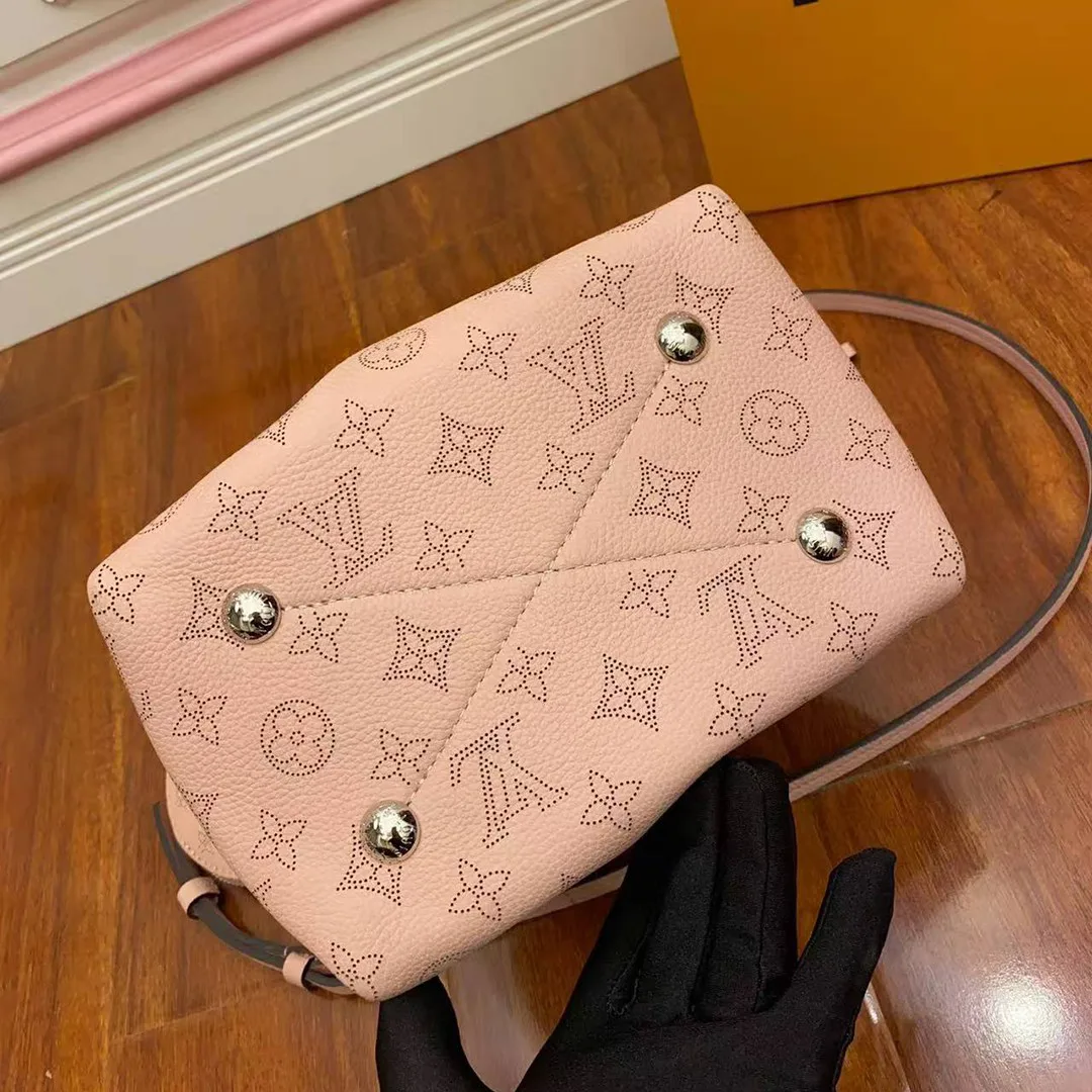 M23195 Bella Bucket Bag Handbag Monogram Mahina Perforated Calfskin Leather