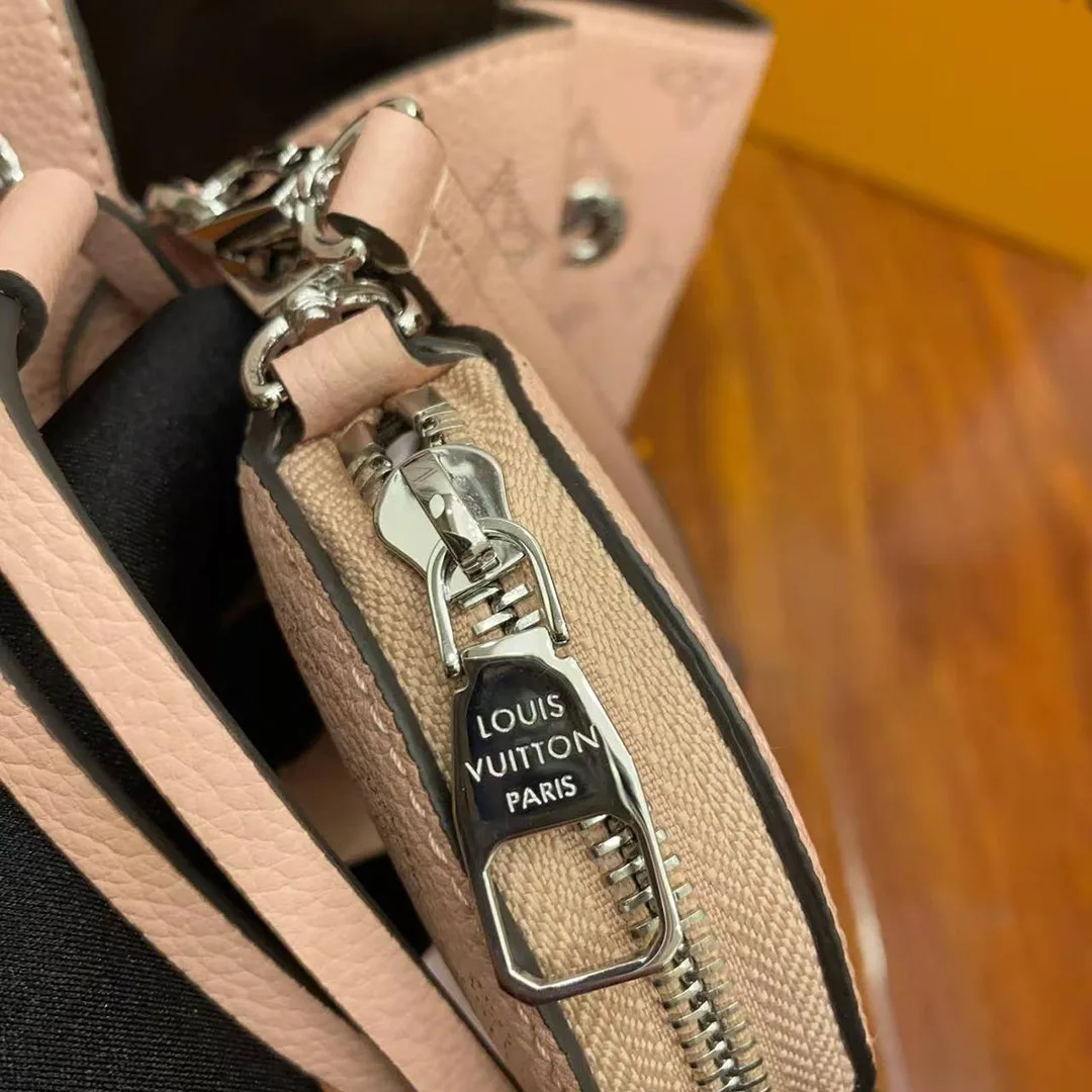 M23195 Bella Bucket Bag Handbag Monogram Mahina Perforated Calfskin Leather