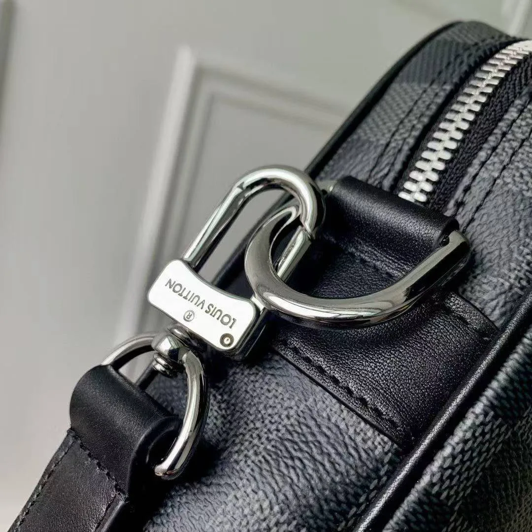 N40445 Porte-Documents Voyage PM Briefcase Damier Graphite Coated Canvas Men's Bag Handbag