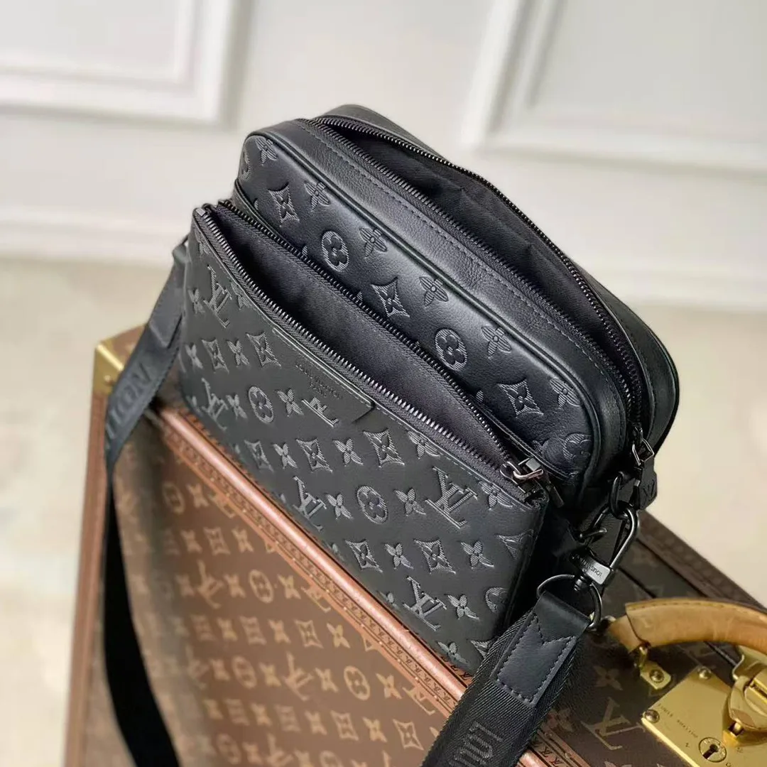 M26713 Trio Messenger Monogram Shadow Calfskin Leather Men's Bag