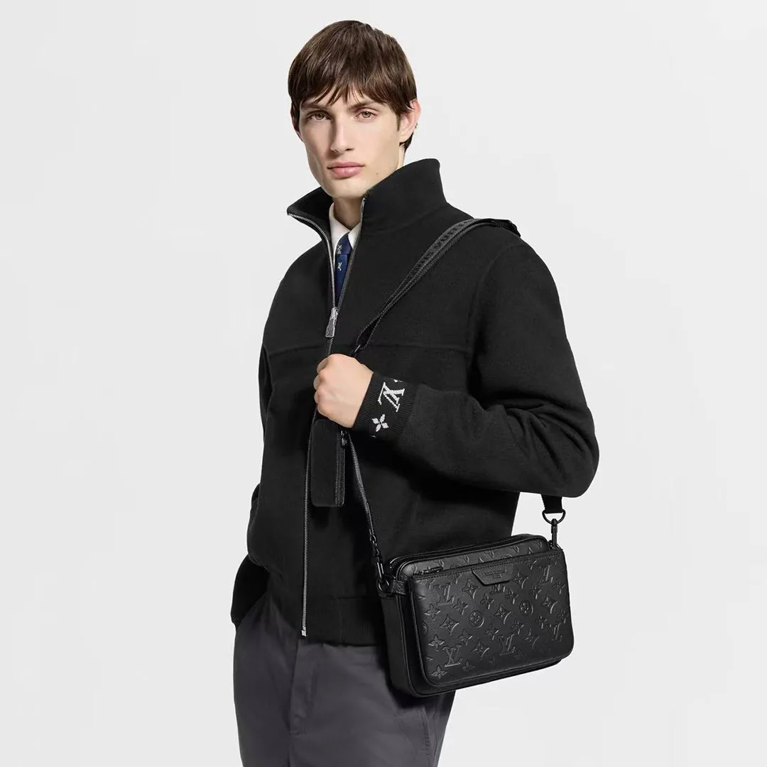 M26713 Trio Messenger Monogram Shadow Calfskin Leather Men's Bag