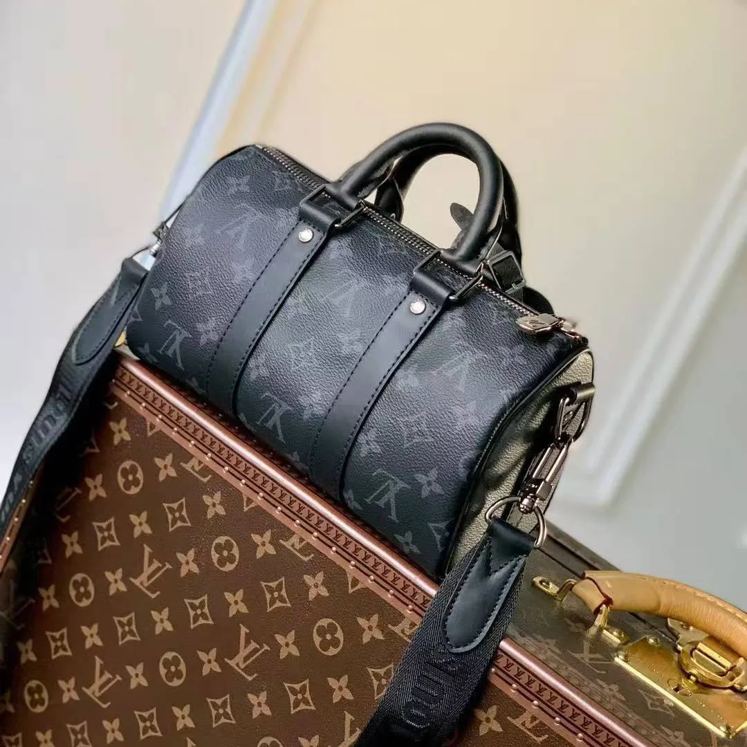 M46271 Keepall Bandoulière 25 Monogram Eclipse Reverse Coated Canvas Men's Bag