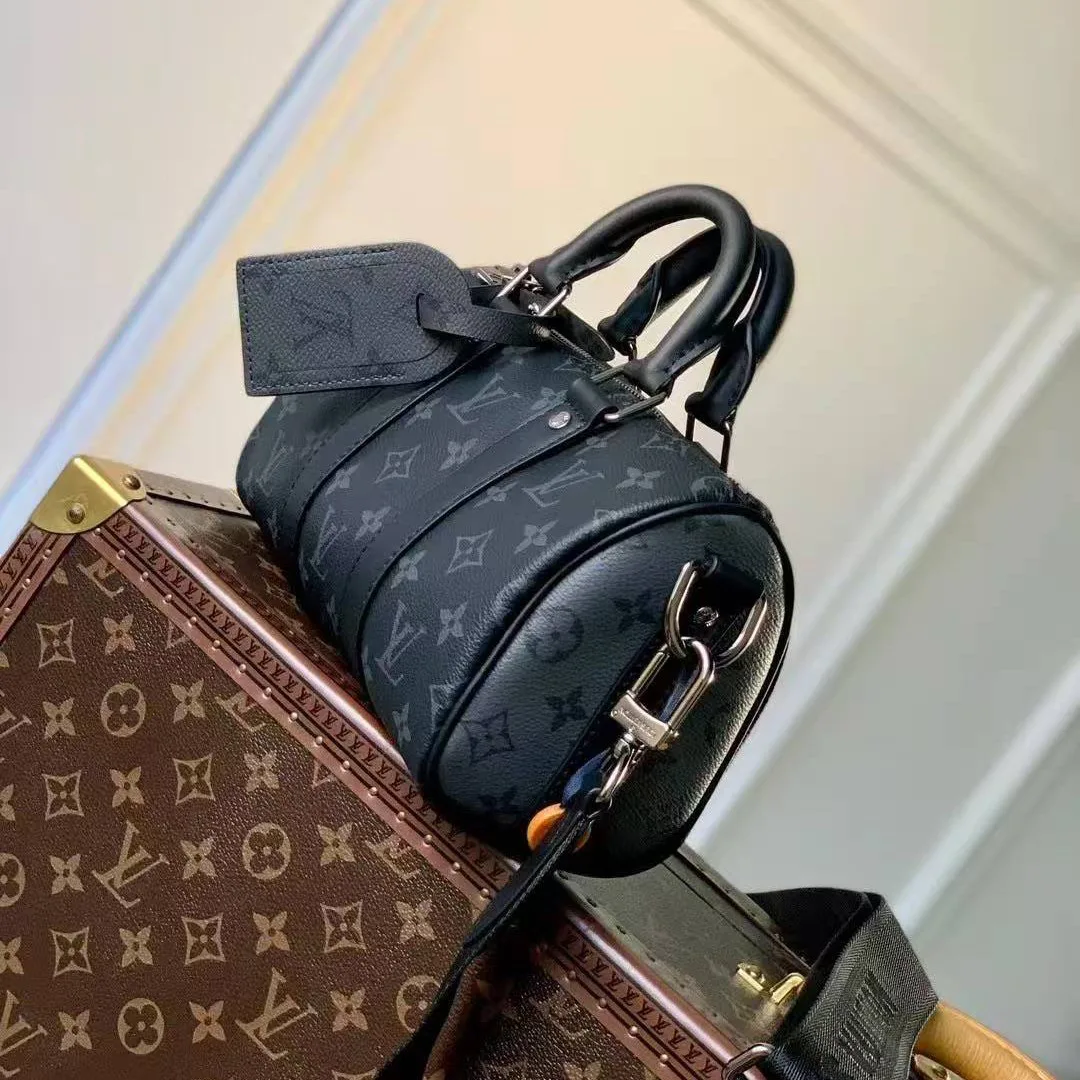 M46271 Keepall Bandoulière 25 Monogram Eclipse Reverse Coated Canvas Men's Bag