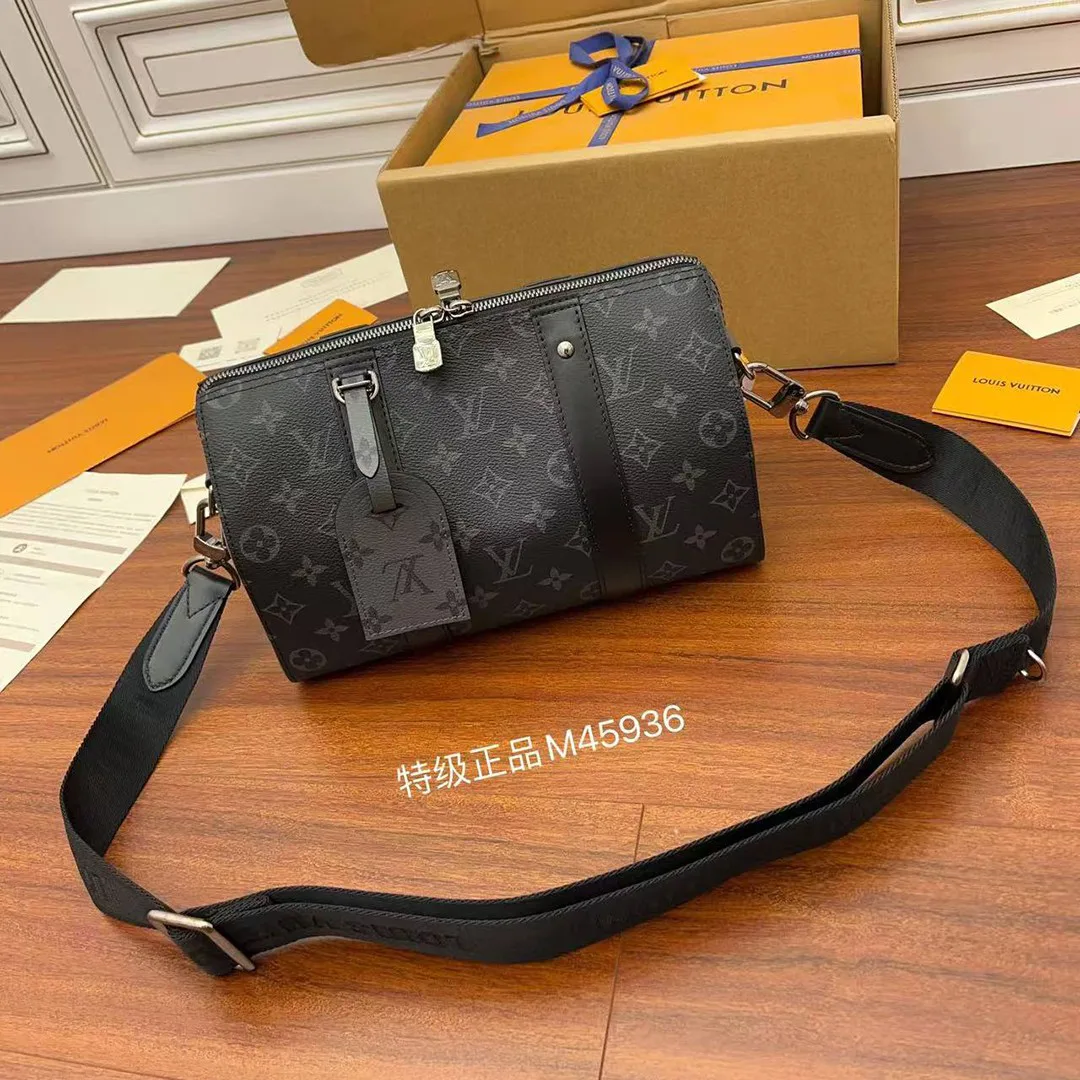 M45936 City Keepall Monogram Eclipse Coated Canvas Men's Bag