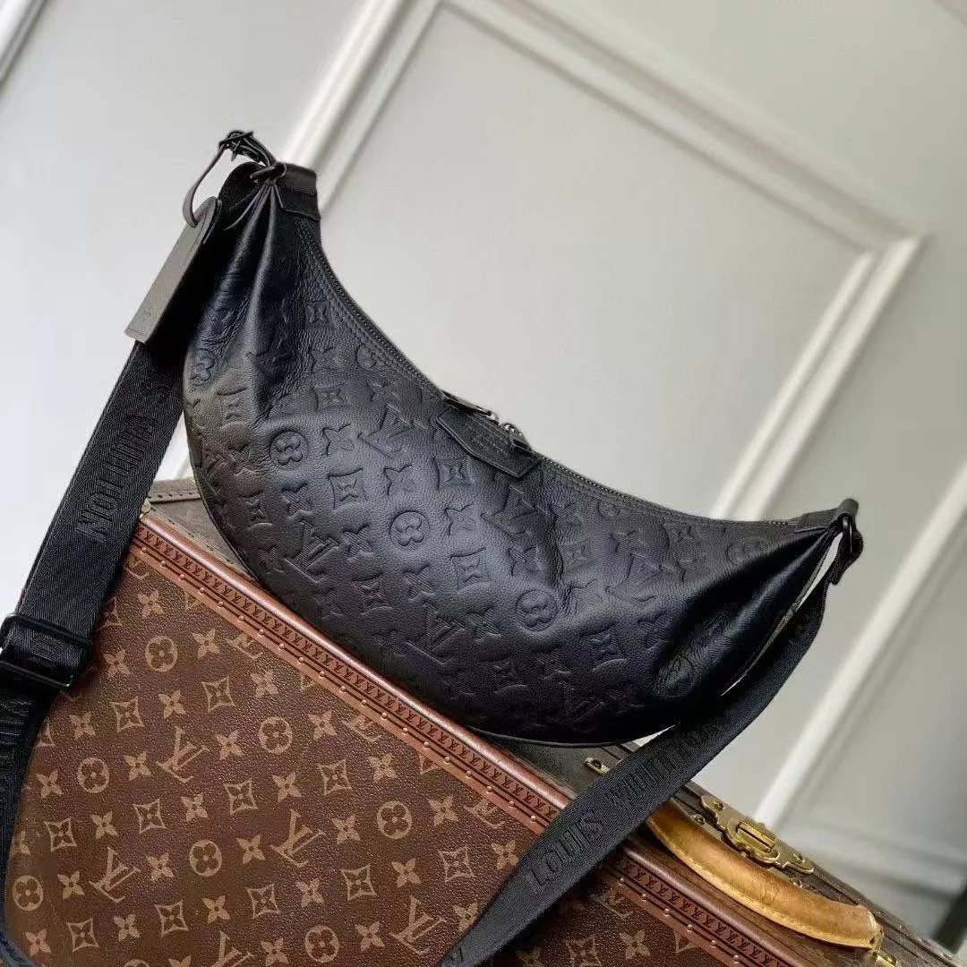 M12850 Hobo Hamac Bag Monogram Shadow Embossed Cowhide Leather Men's Bag