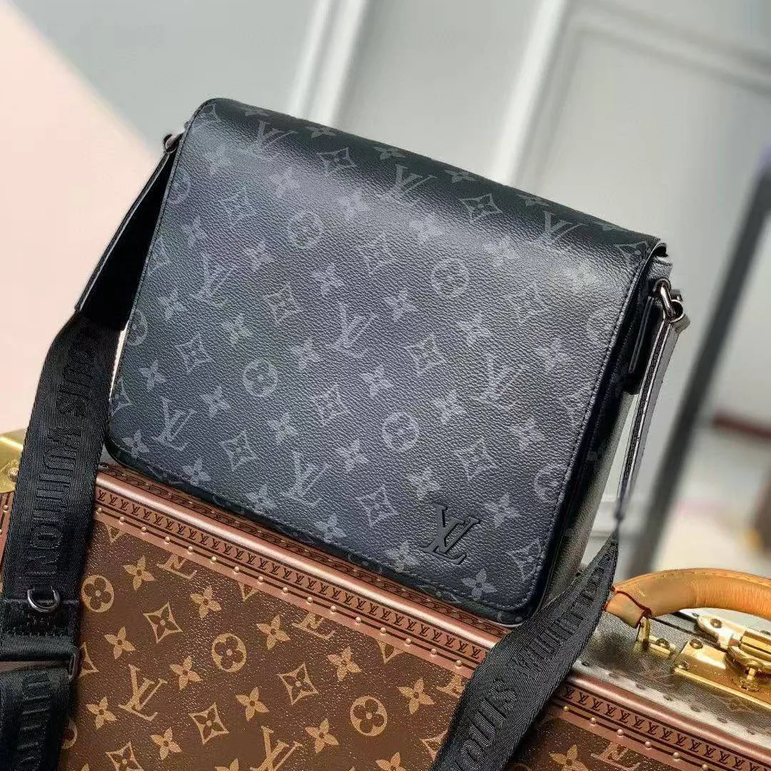 M46255 District PM Messenger Monogram Eclipse Coated Canvas Men's Bag