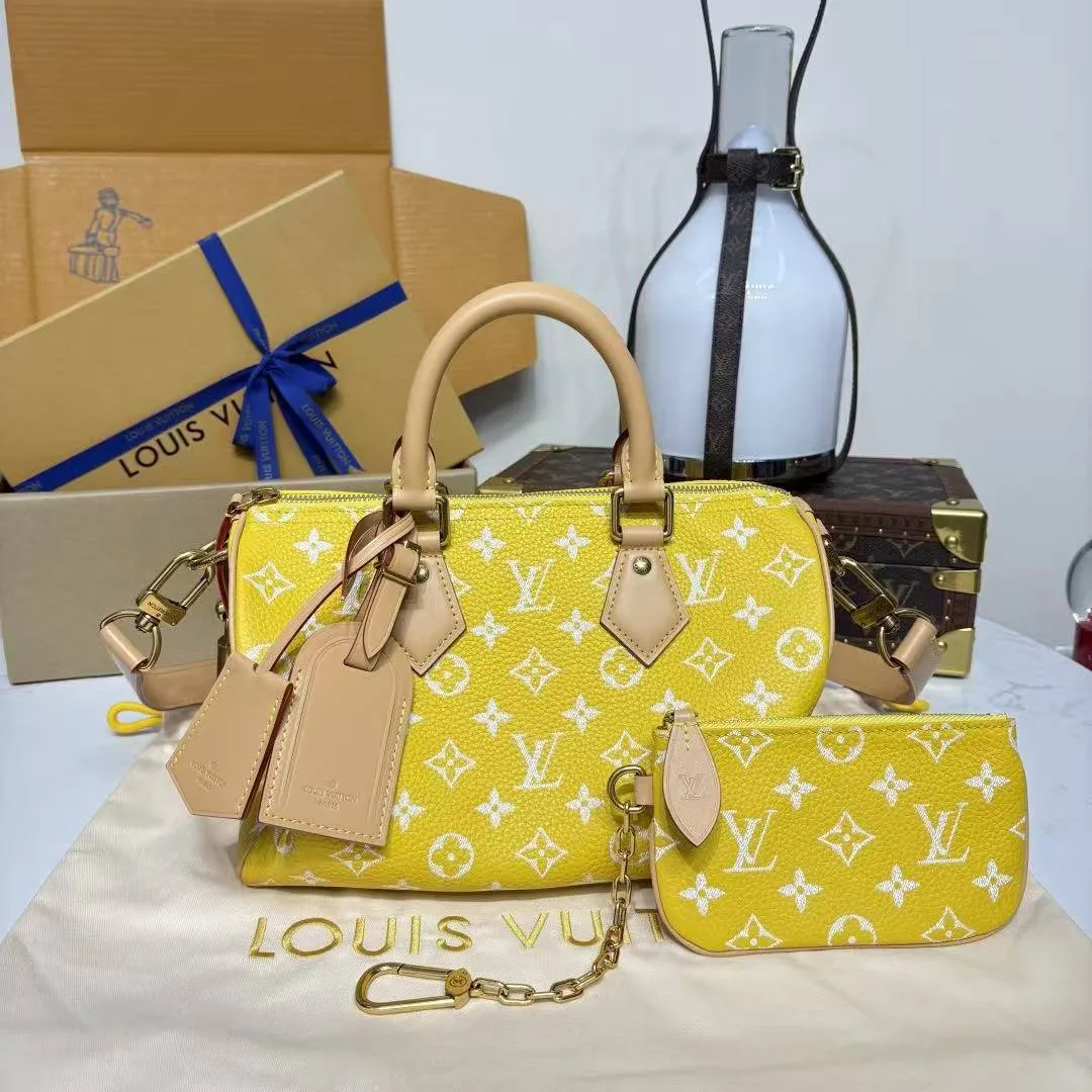 M24426 Speedy P9 Bandoulière 25 Yellow Monogram Calf Leather Men's Bag