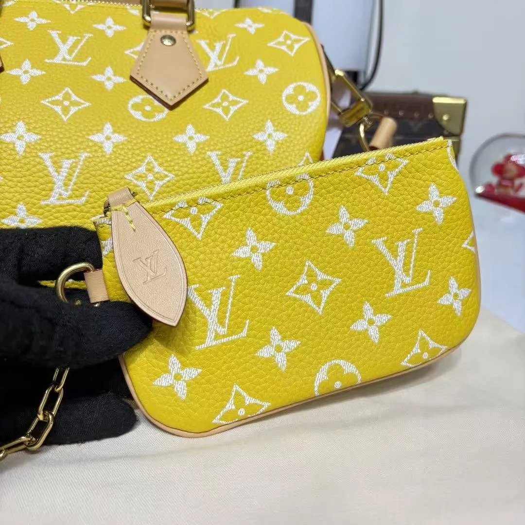M24426 Speedy P9 Bandoulière 25 Yellow Monogram Calf Leather Men's Bag