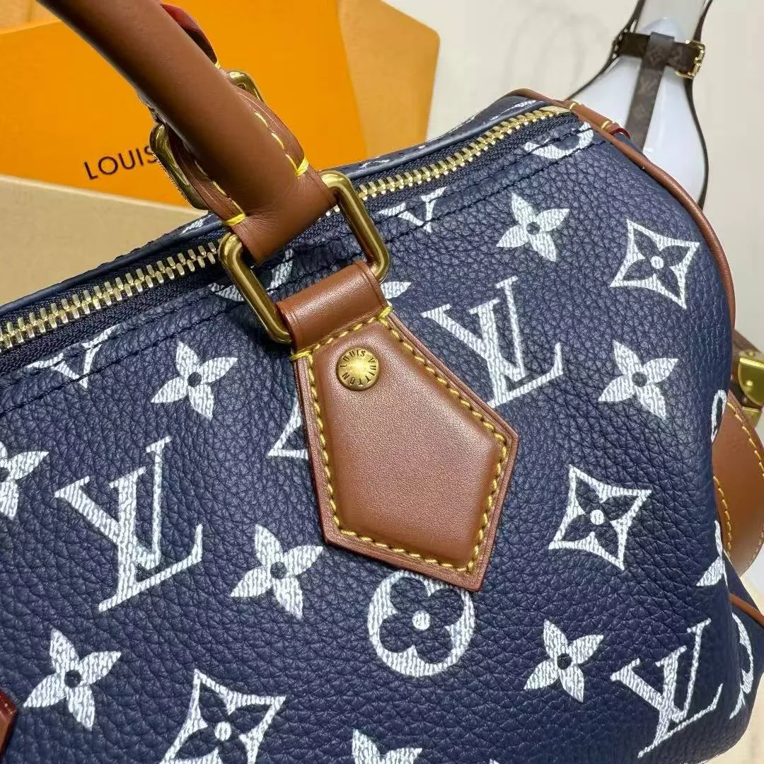 M15278 Speedy P9 Bandoulière 25 Indigo Blue Monogram Calf Leather Men's Bag