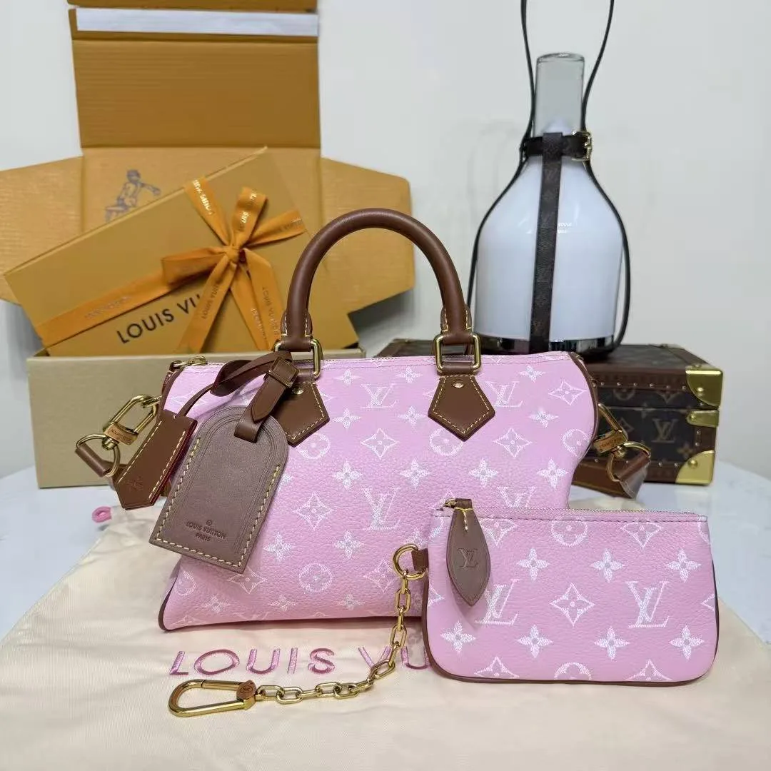 M15279 Speedy P9 Bandoulière 25 Pink Sakura Monogram Calf Leather Men's Bag