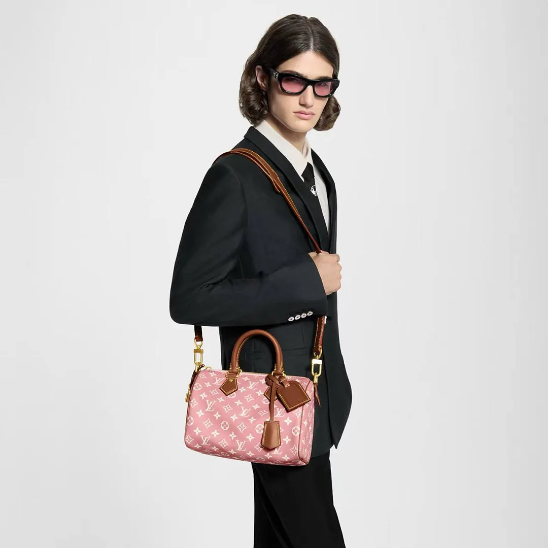M15279 Speedy P9 Bandoulière 25 Pink Sakura Monogram Calf Leather Men's Bag