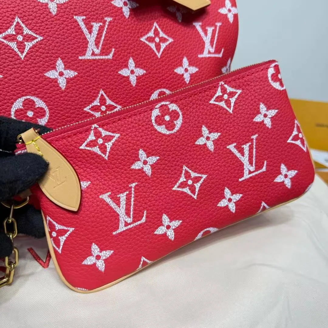 M24420 Speedy P9 Bandoulière 40 Red Monogram Soft Calfskin Leather Men's Bag