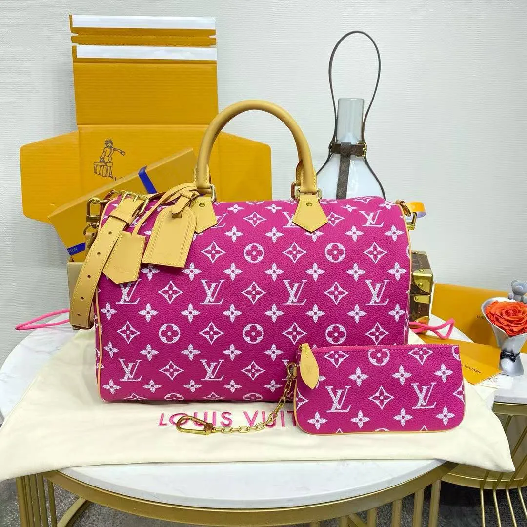 M11563 Speedy P9 Bandoulière 40 Agate Pink Monogram Calf Leather Men's Bag