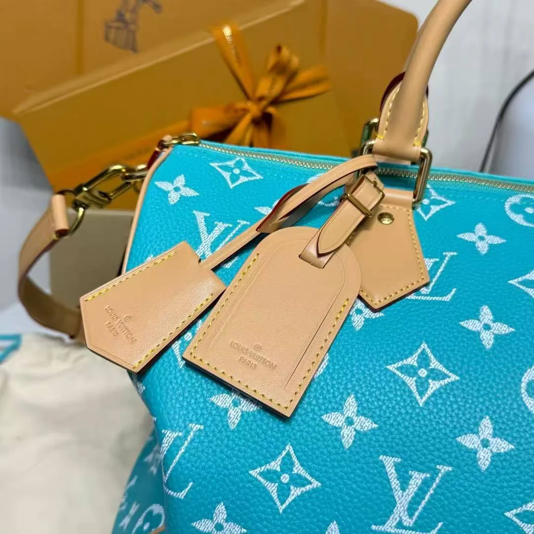 M11564 Speedy P9 Bandoulière 40 Turquoise Monogram Calf Leather Men's Bag