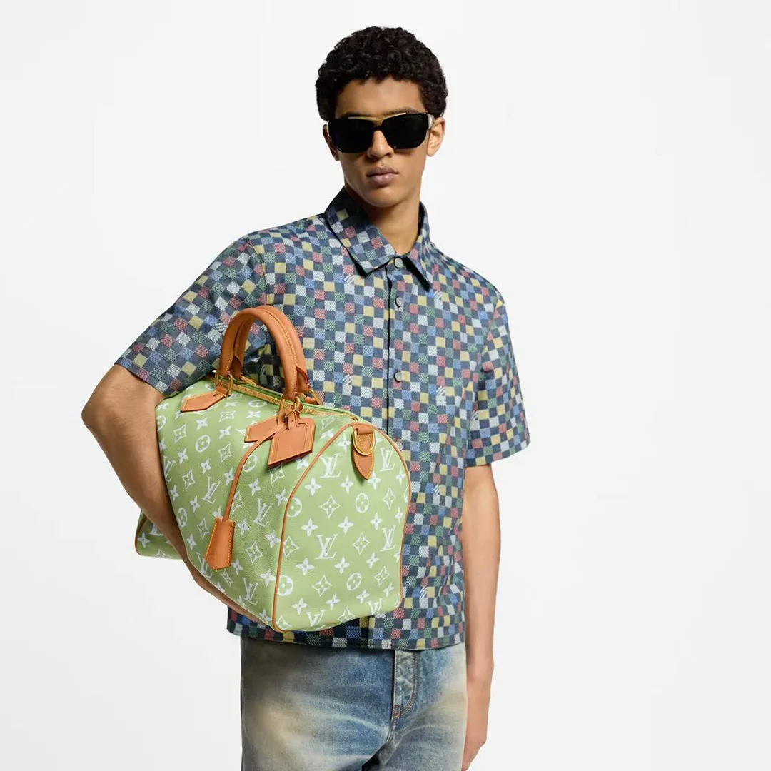 M13921 Speedy P9 Bandoulière 40 Frozen Lime Monogram Calf Leather Men's Bag