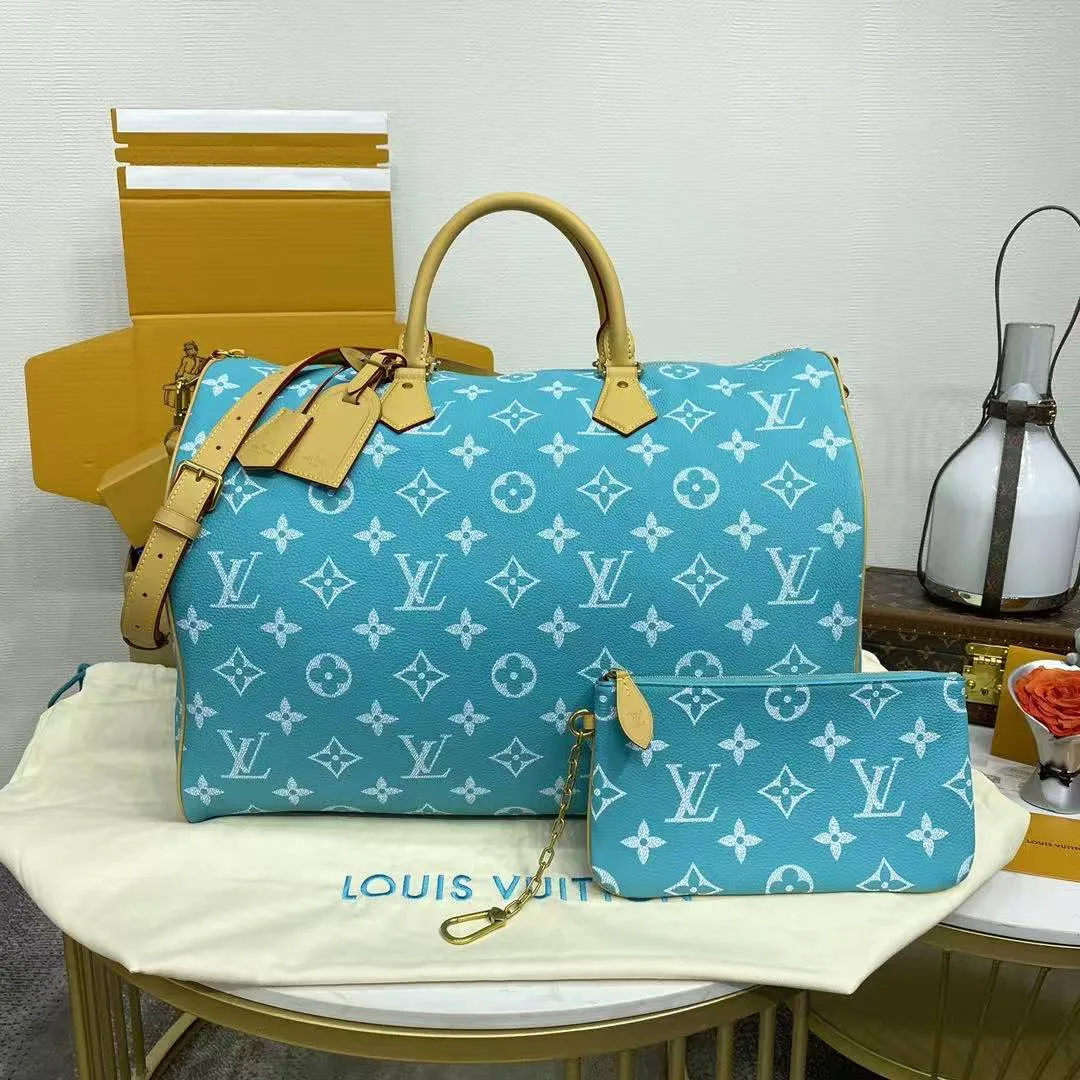 M11565 Speedy P9 Bandoulière 50 Monogram Calf Leather Turquoise Men's Bag