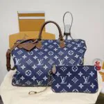 M15285 Speedy P9 Bandoulière 50 Indigo Blue Monogram Calf Leather Men's Bag - M11565 1 M15285 Speedy P9 Bandoulière 50 Indigo Blue Monogram Calf Leather Men's Bag