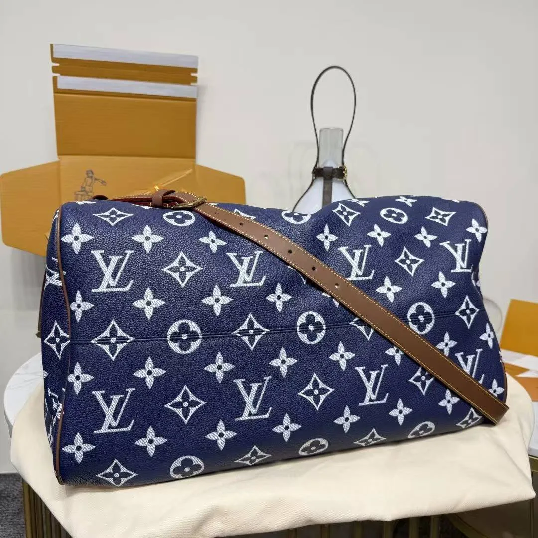 M15285 Speedy P9 Bandoulière 50 Indigo Blue Monogram Calf Leather Men's Bag