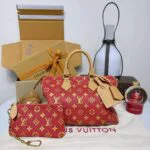 M15281 Speedy P9 Bandoulière 30 Red Gold Monogram Calfskin Leather Men's Bag - M15285 1 M15281 Speedy P9 Bandoulière 30 Red Gold Monogram Calfskin Leather Men's Bag