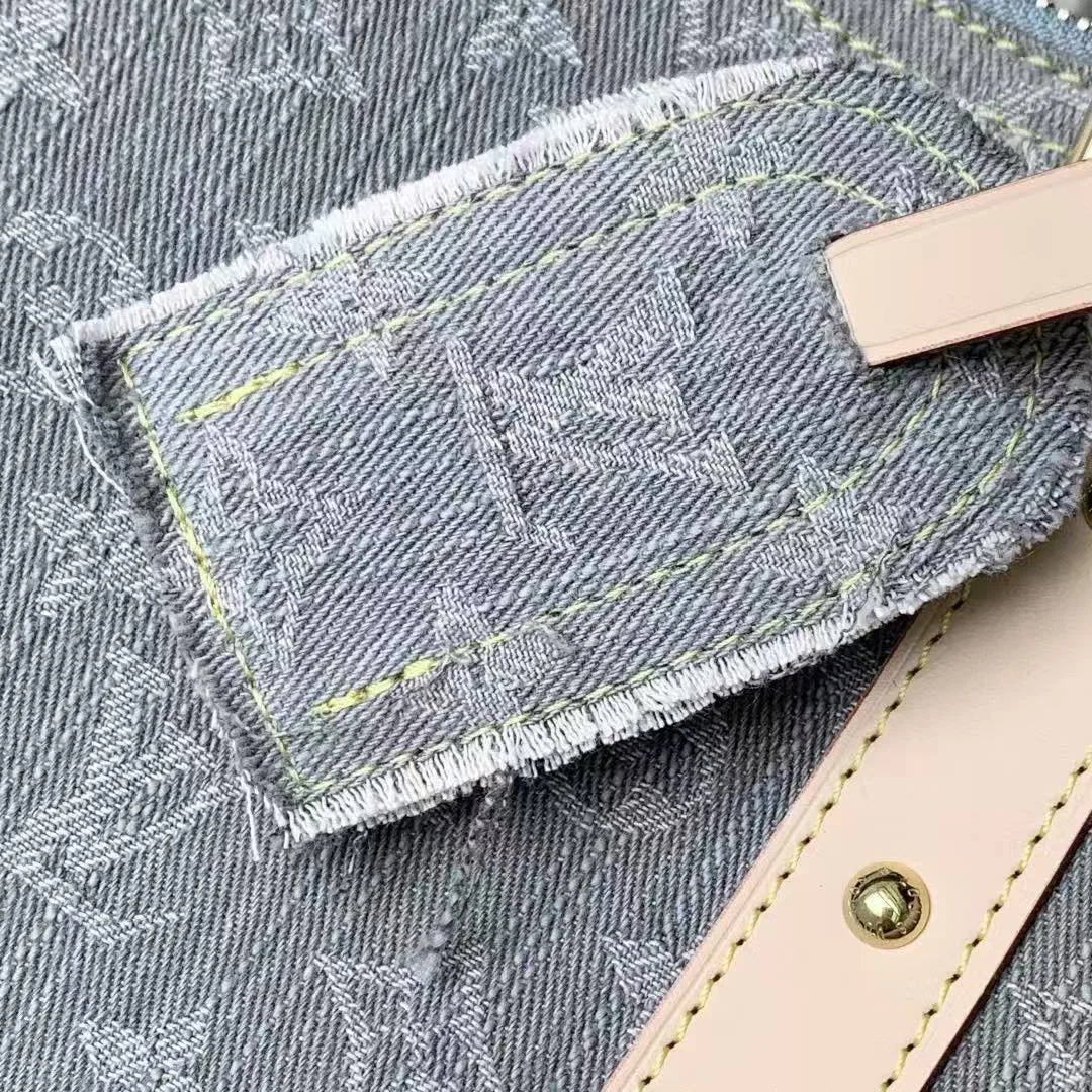 M13748 Keepall Bandoulière 45 Monogram Denim Organic Cotton Travel Bag