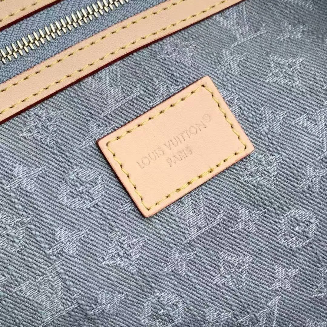M13748 Keepall Bandoulière 45 Monogram Denim Organic Cotton Travel Bag
