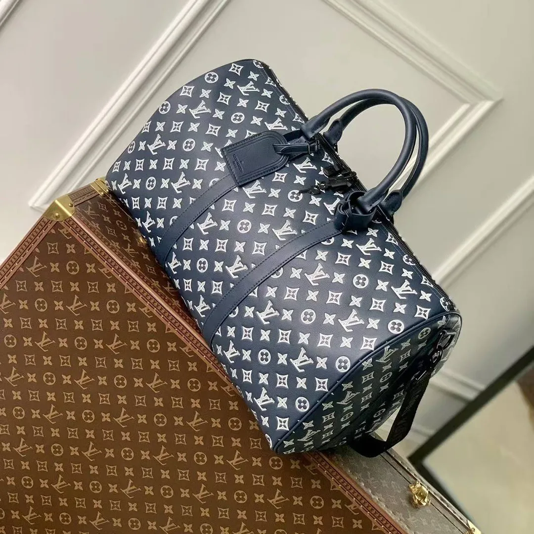 M24953 Keepall Bandoulière 50 Monogram Shadow Embossed Calf Leather Travel Bag