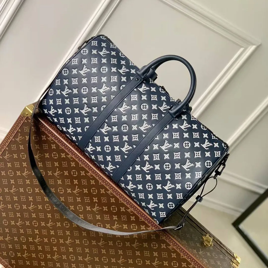 M24953 Keepall Bandoulière 50 Monogram Shadow Embossed Calf Leather Travel Bag