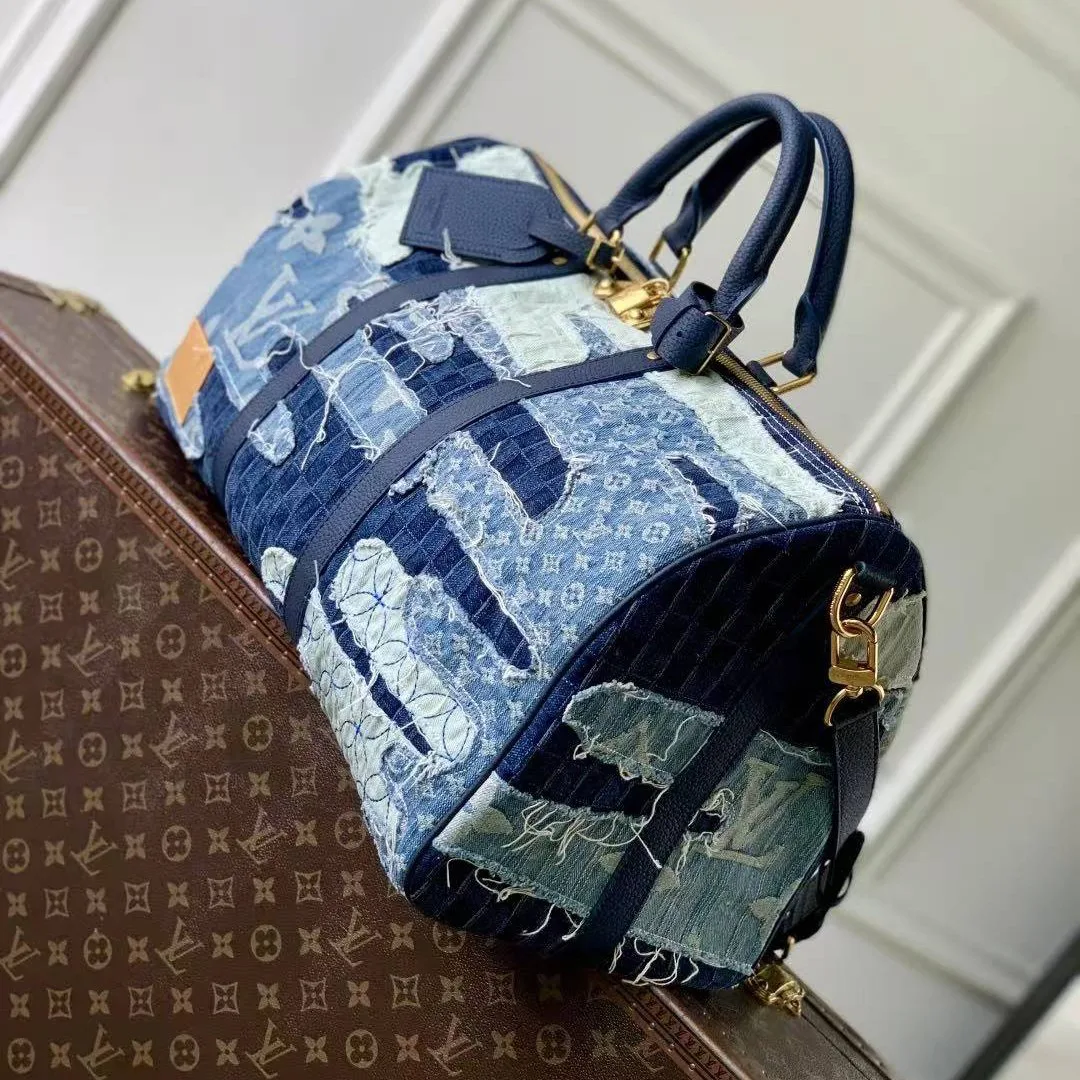 M26117 Keepall Bandoulière 50 Monogram Denim Boro Landscape Travel Bag