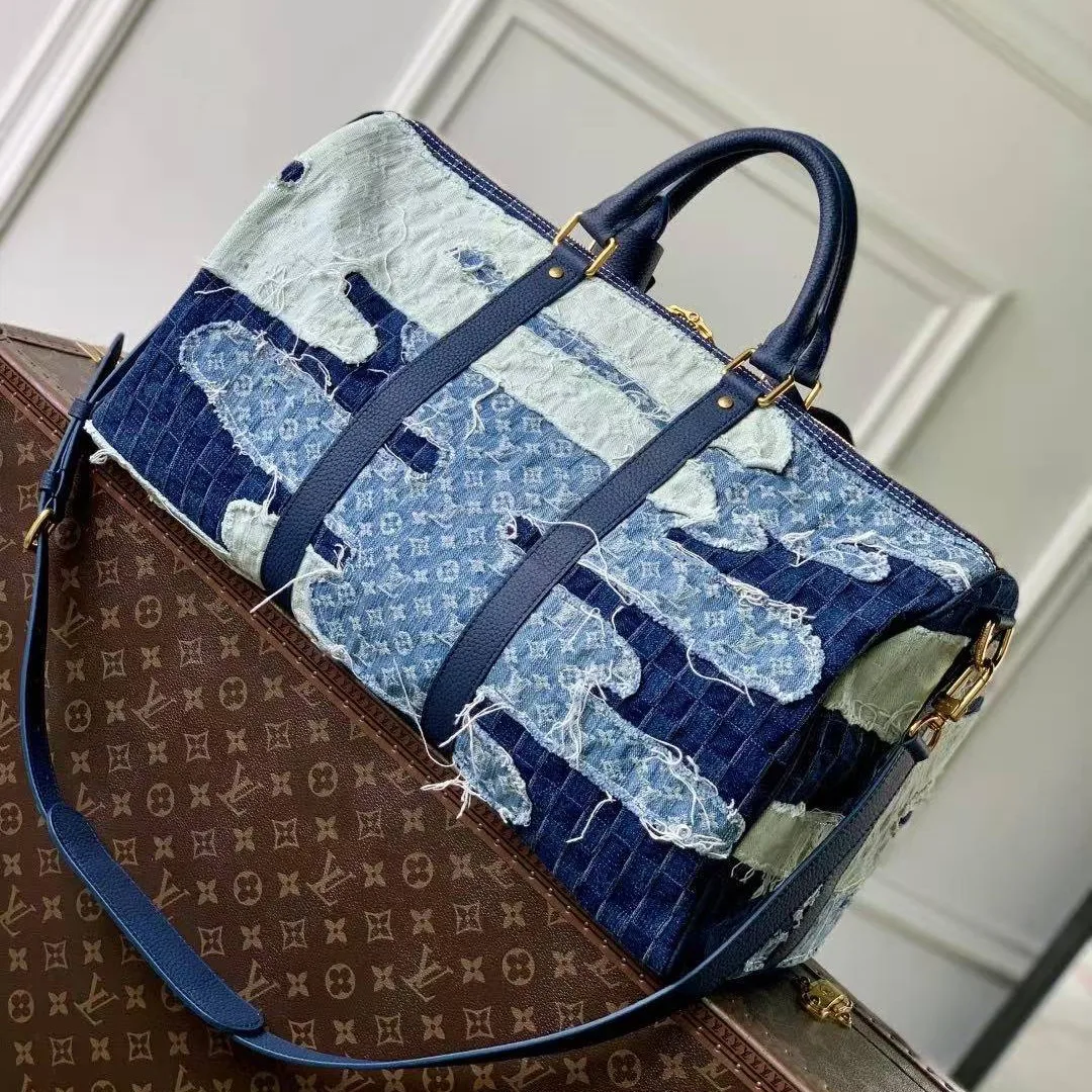 M26117 Keepall Bandoulière 50 Monogram Denim Boro Landscape Travel Bag