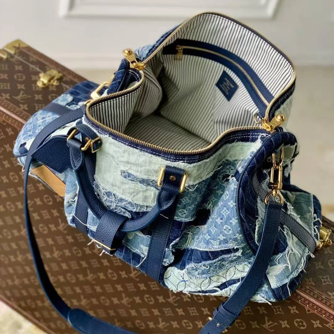M26117 Keepall Bandoulière 50 Monogram Denim Boro Landscape Travel Bag