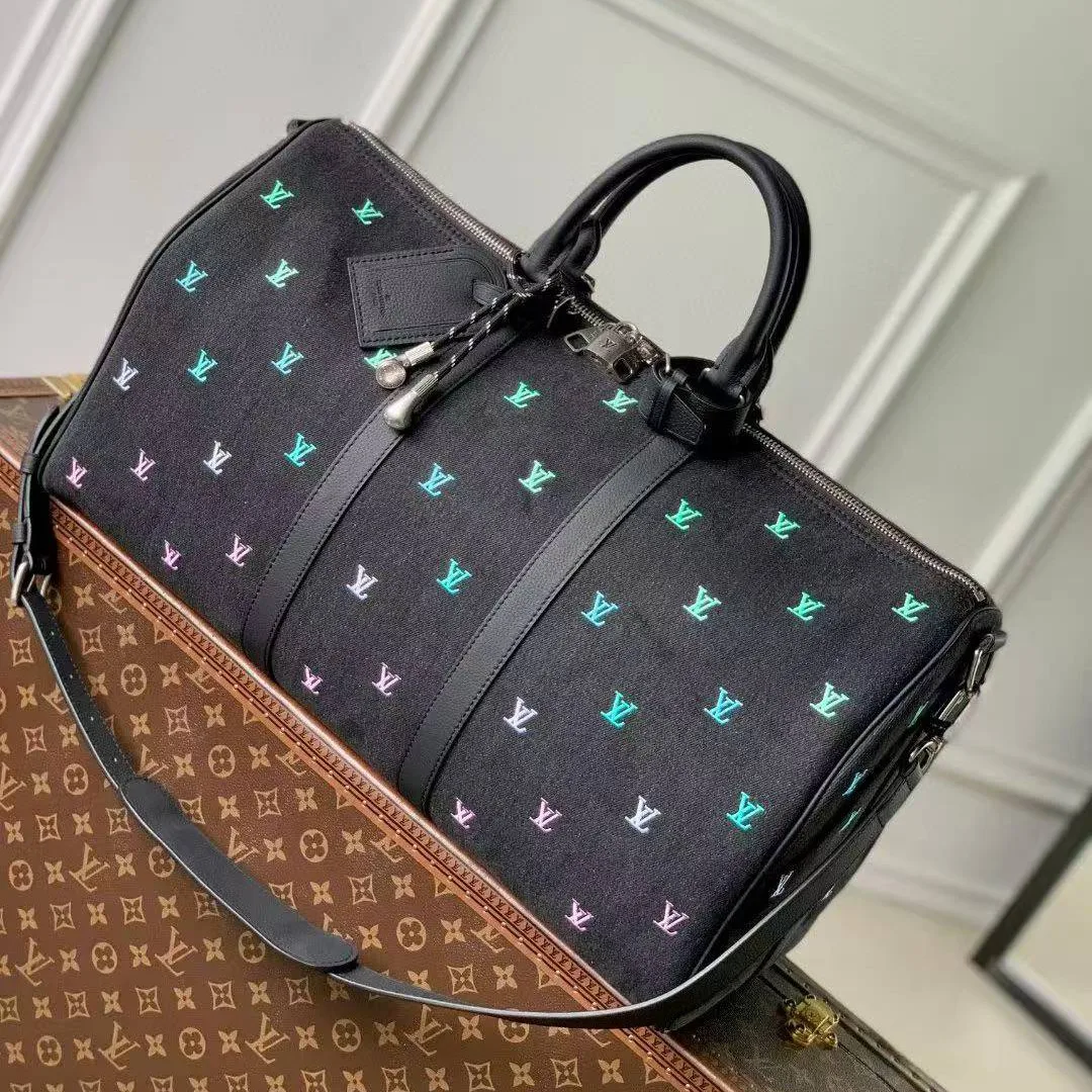 M13966 Keepall Bandoulière 50 Monogram Blason Denim Travel Bag