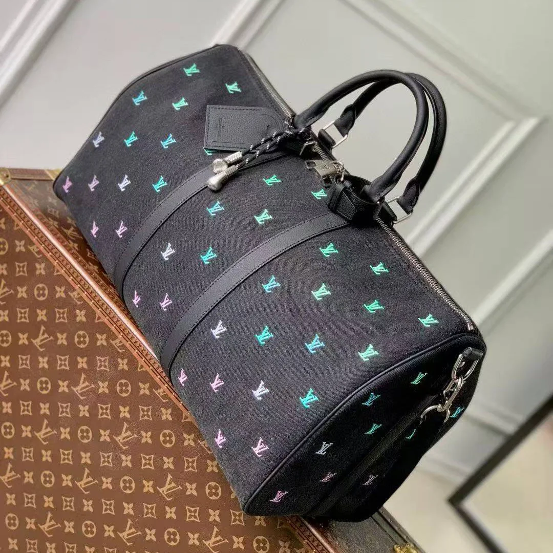 M13966 Keepall Bandoulière 50 Monogram Blason Denim Travel Bag