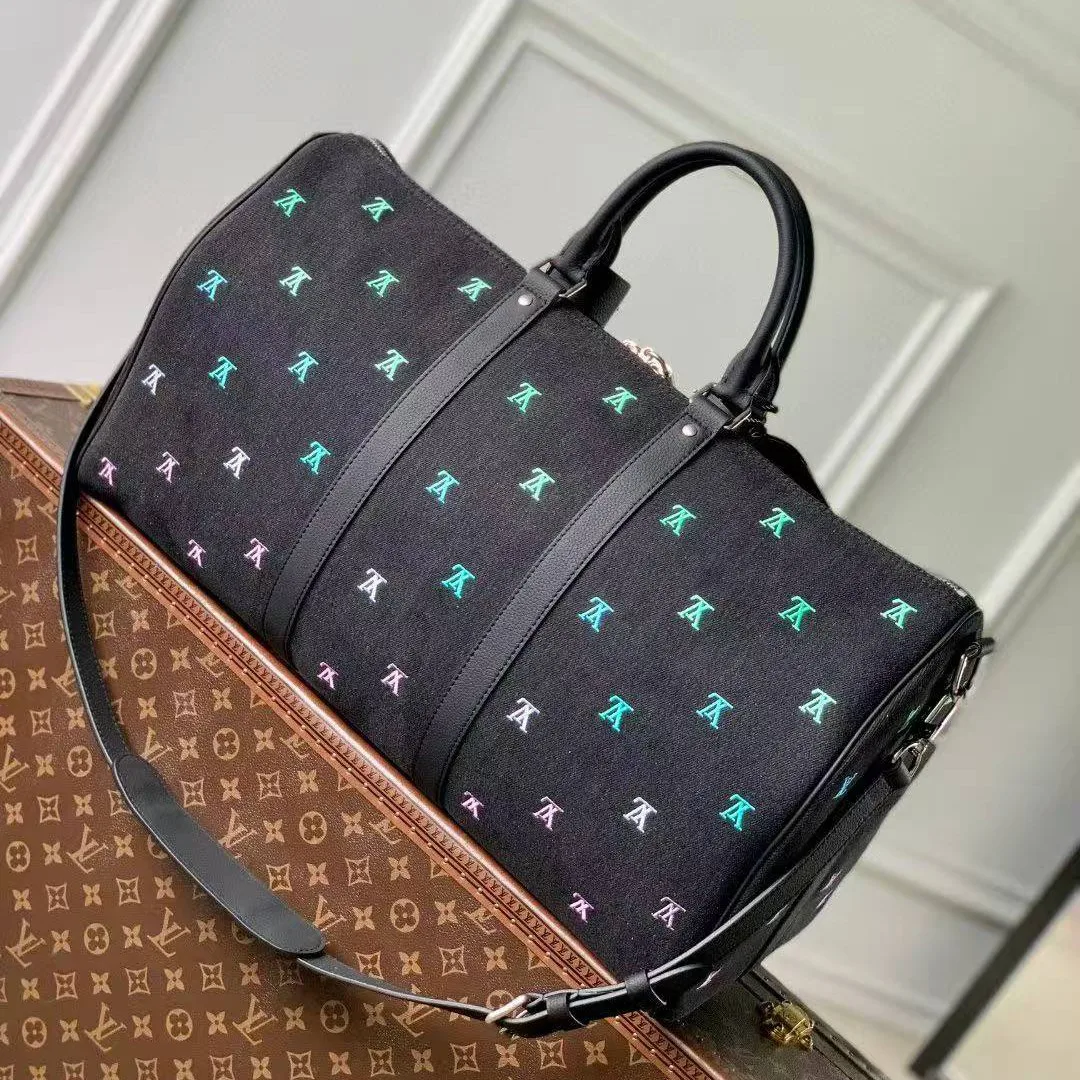 M13966 Keepall Bandoulière 50 Monogram Blason Denim Travel Bag
