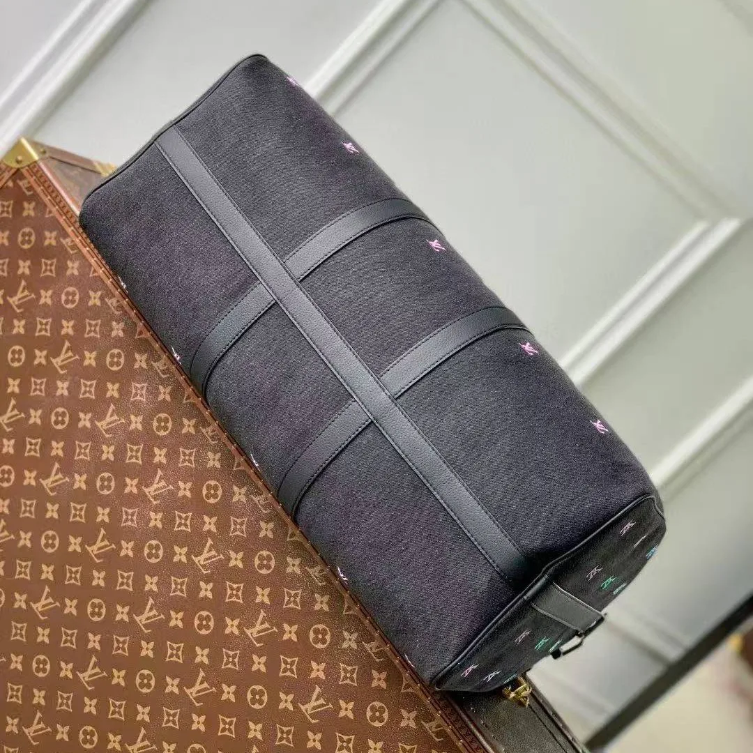 M13966 Keepall Bandoulière 50 Monogram Blason Denim Travel Bag