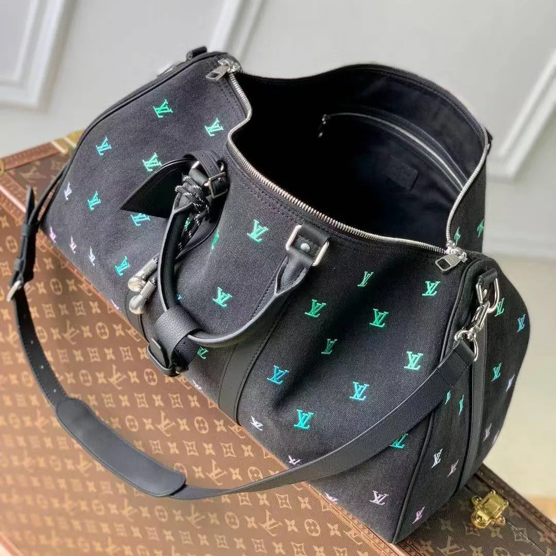M13966 Keepall Bandoulière 50 Monogram Blason Denim Travel Bag