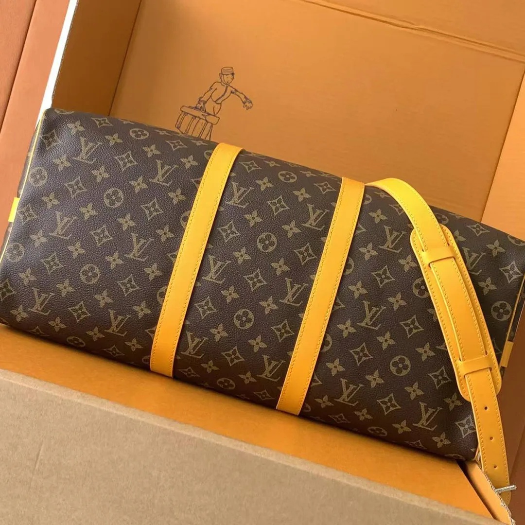 M12634 Keepall Bandoulière 50 Monogram Macassar Coated Canvas Travel Bag