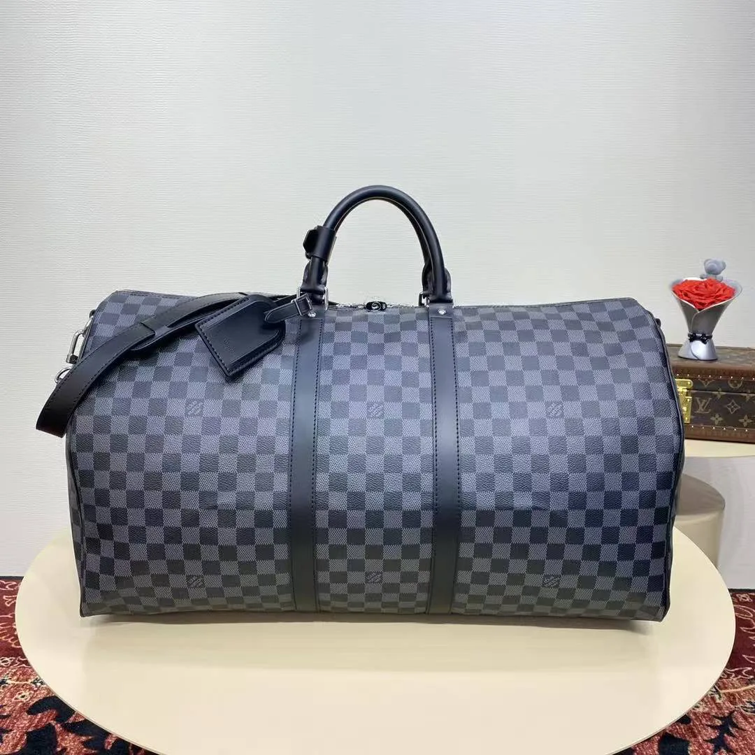 N41413 Keepall Bandoulière 55 Damier Graphite Coated Canvas Travel Bag