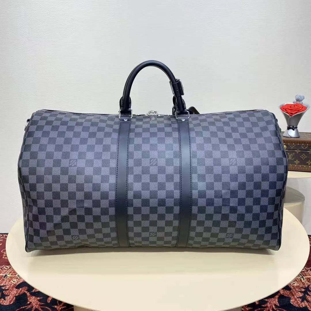 N41413 Keepall Bandoulière 55 Damier Graphite Coated Canvas Travel Bag