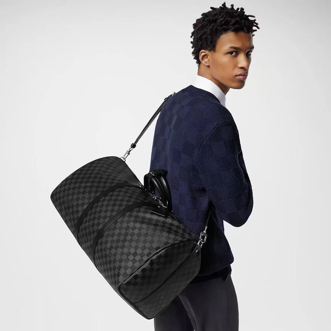 N41413 Keepall Bandoulière 55 Damier Graphite Coated Canvas Travel Bag