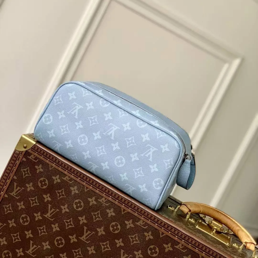 M14125 Dopp Kit Monogram Coated Canvas Taiga Cowhide Leather