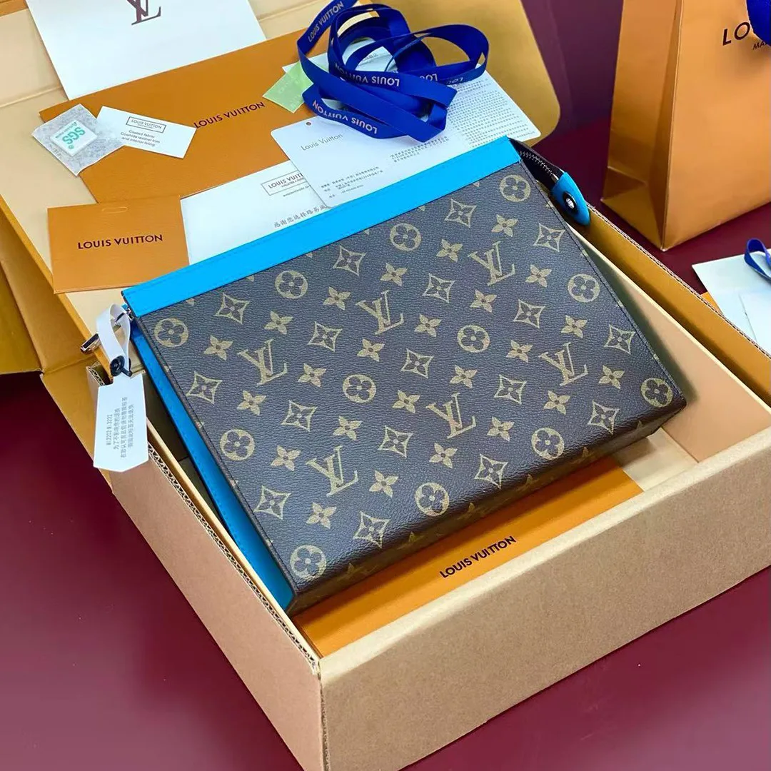 M12815 Pochette Voyage MM Monogram Macassar Coated Canvas