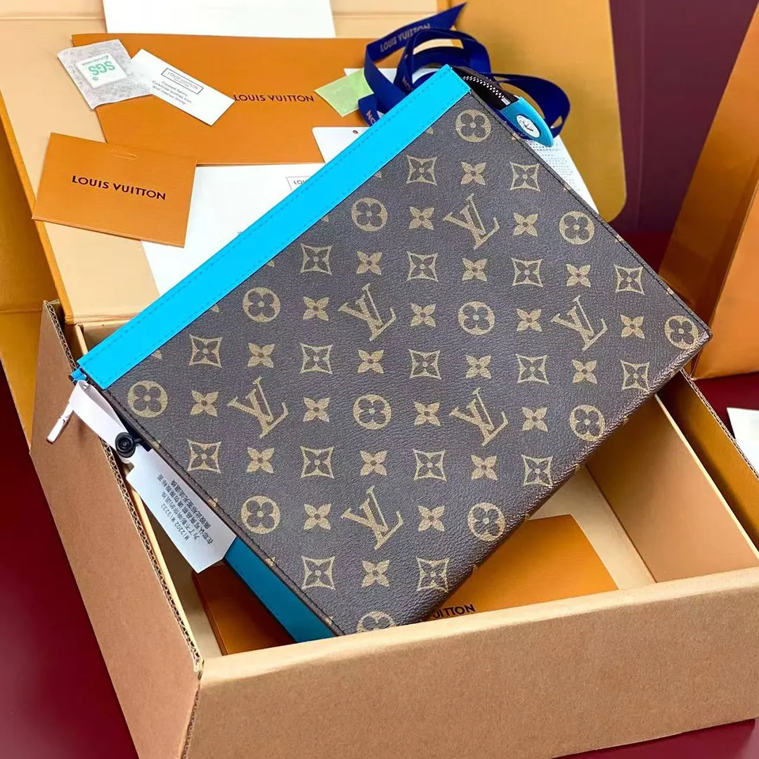 M12815 Pochette Voyage MM Monogram Macassar Coated Canvas