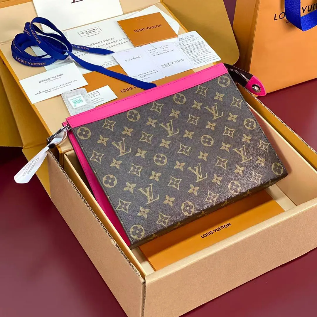 M12818 Pochette Voyage MM Monogram Macassar Coated Canvas